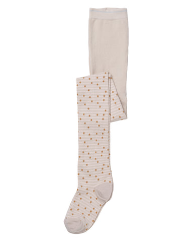 Tights with Stripes and Dots / Pink Tint