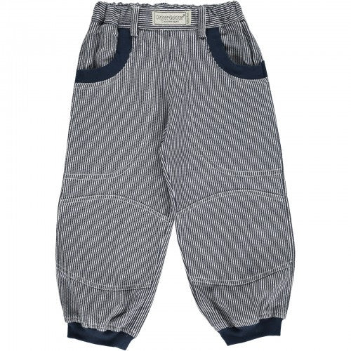 Blue/White Striped Twill Pants, Organic