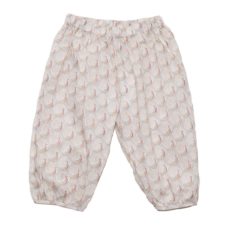 Pants Ivory with Rose Peacocks