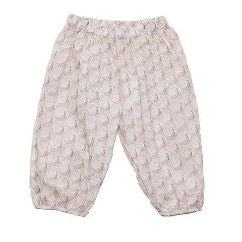 Pants Ivory with Rose Peacocks