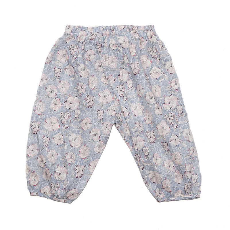 Pants Blue Print with Flowers