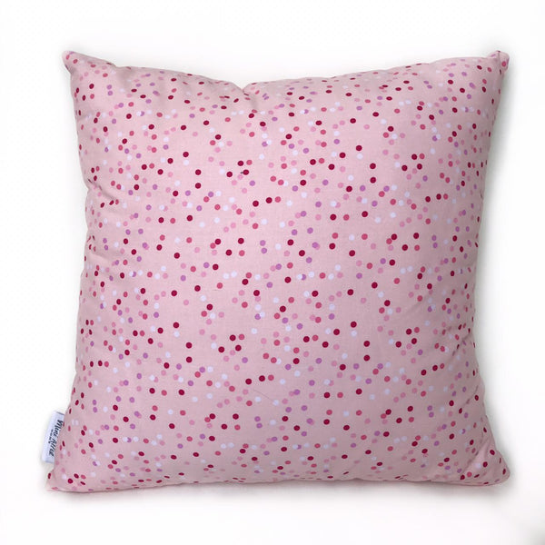 Mini Alfie HOME - pillow in ROSE with multi coloured dots
