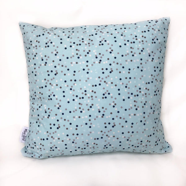 Mini Alfie HOME - pillow in LIGHT BLUE with multi coloured dots