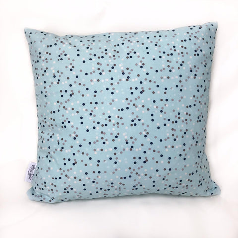 Mini Alfie HOME - pillow in LIGHT BLUE with multi coloured dots
